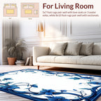 Blue Floral Vine Border Design Rug