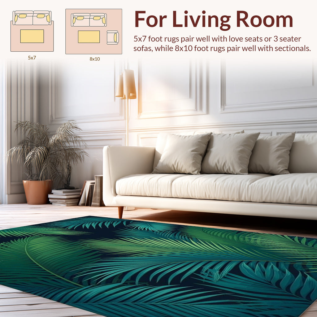 Tropical Palm Leaf Pattern Rug