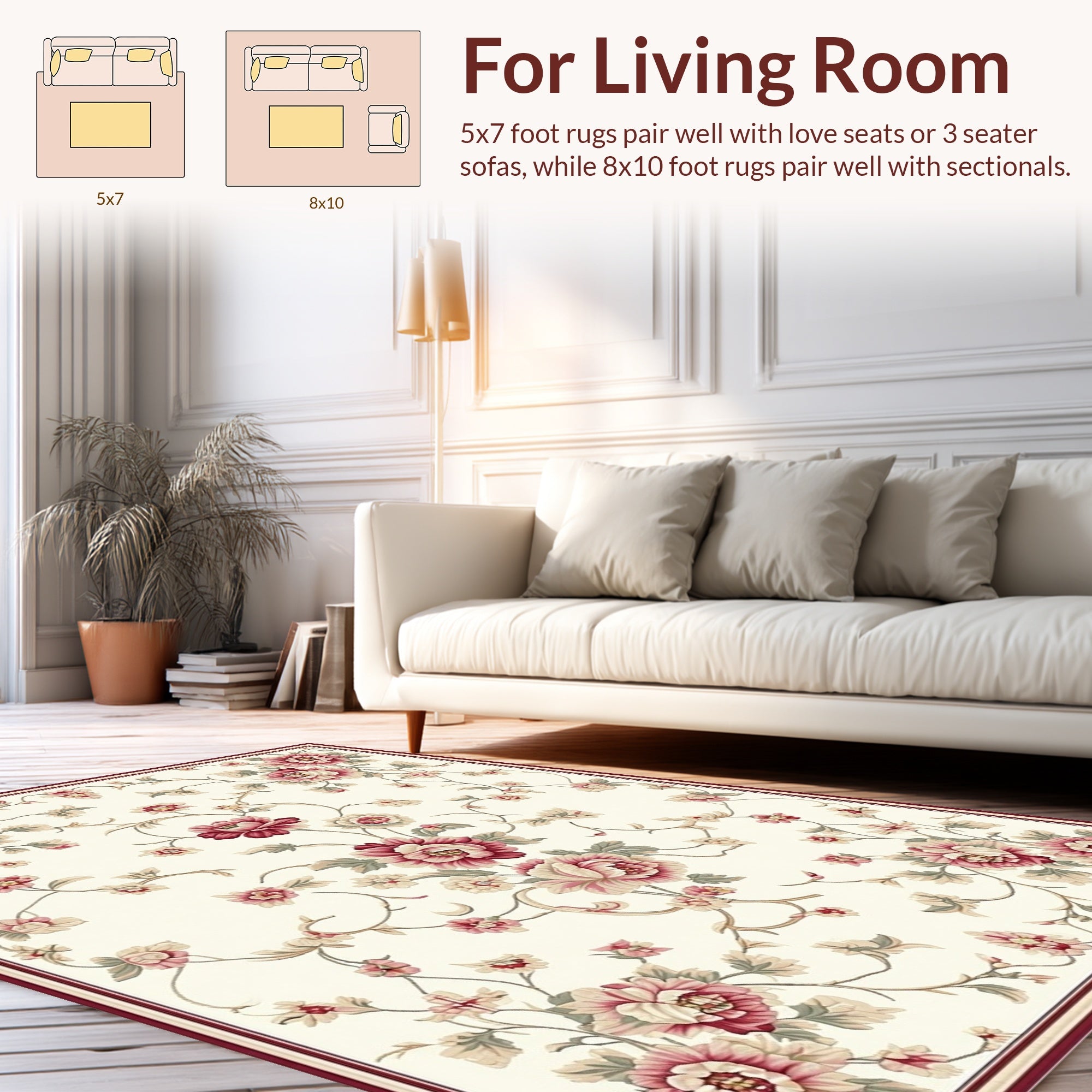 Vintage Floral Vine Pattern Rug