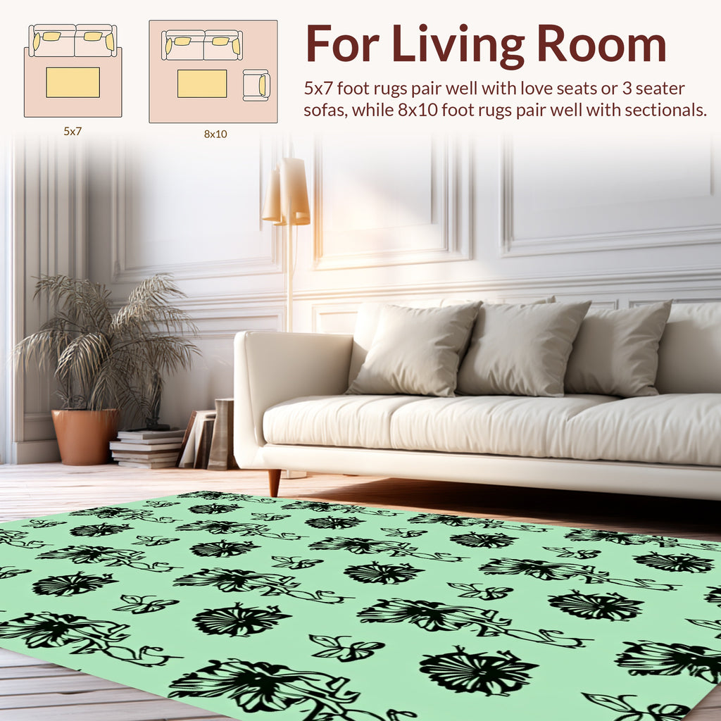 Floral Vine Leaf Pattern Rug