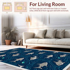 Playful Shark Fish Aqua Ocean Pattern Rug
