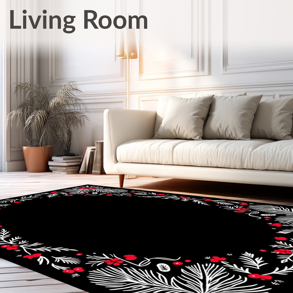 Red Berry White Pine Garlands Rug