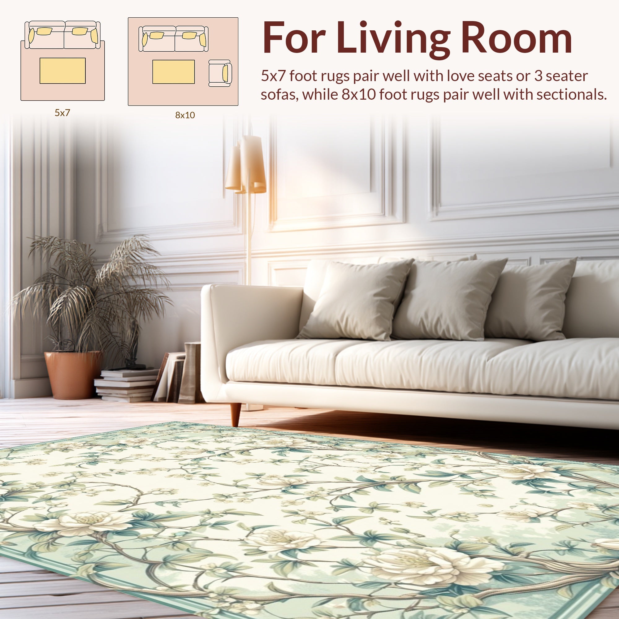 Vintage Floral Vine Scroll Pattern Rug