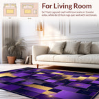 Modern Purple Gold Geometric Pattern Rug