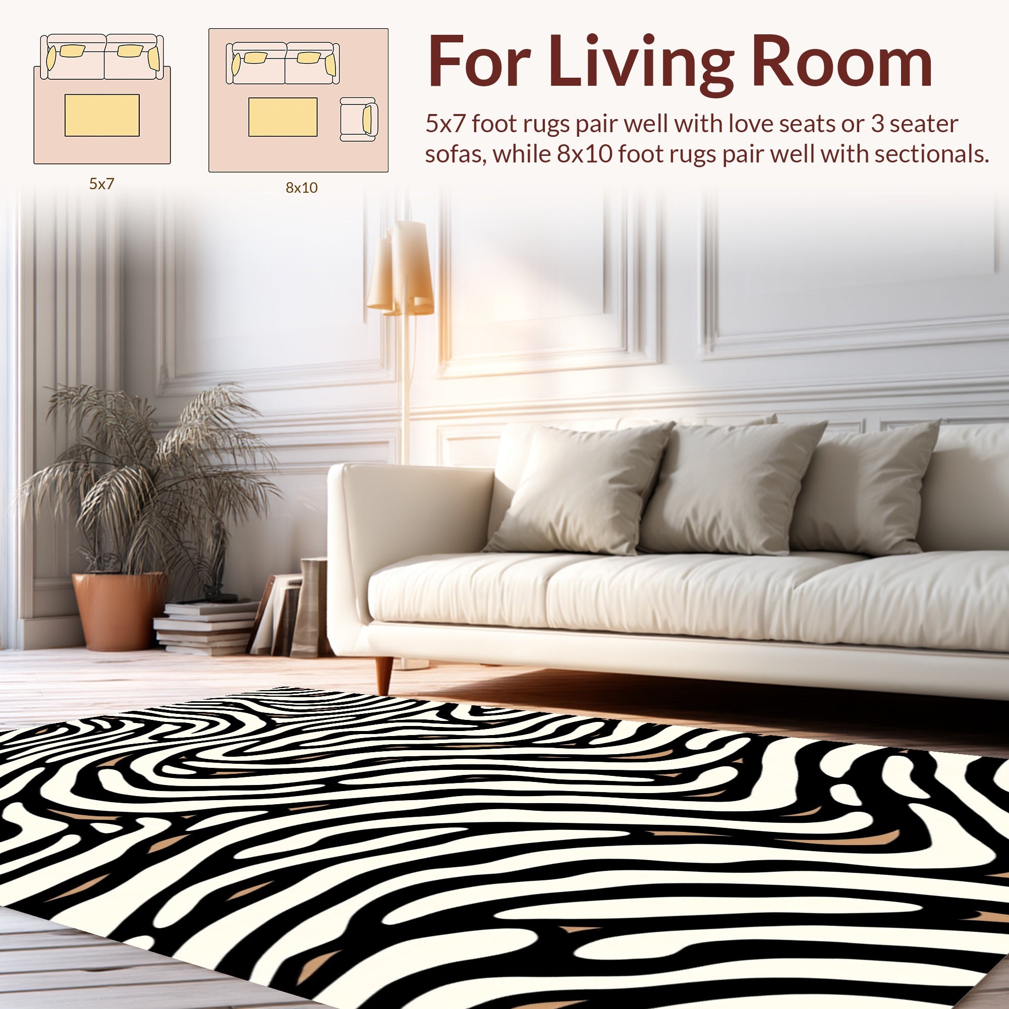 Abstract Beige Black Striped Pattern Rug