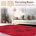 Bold Red Palm Leaf Pattern Design Rug