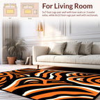 Bold Orange Cream Black Swirl Rug
