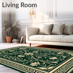 Emerald Golden Floral Vine Scroll Rug