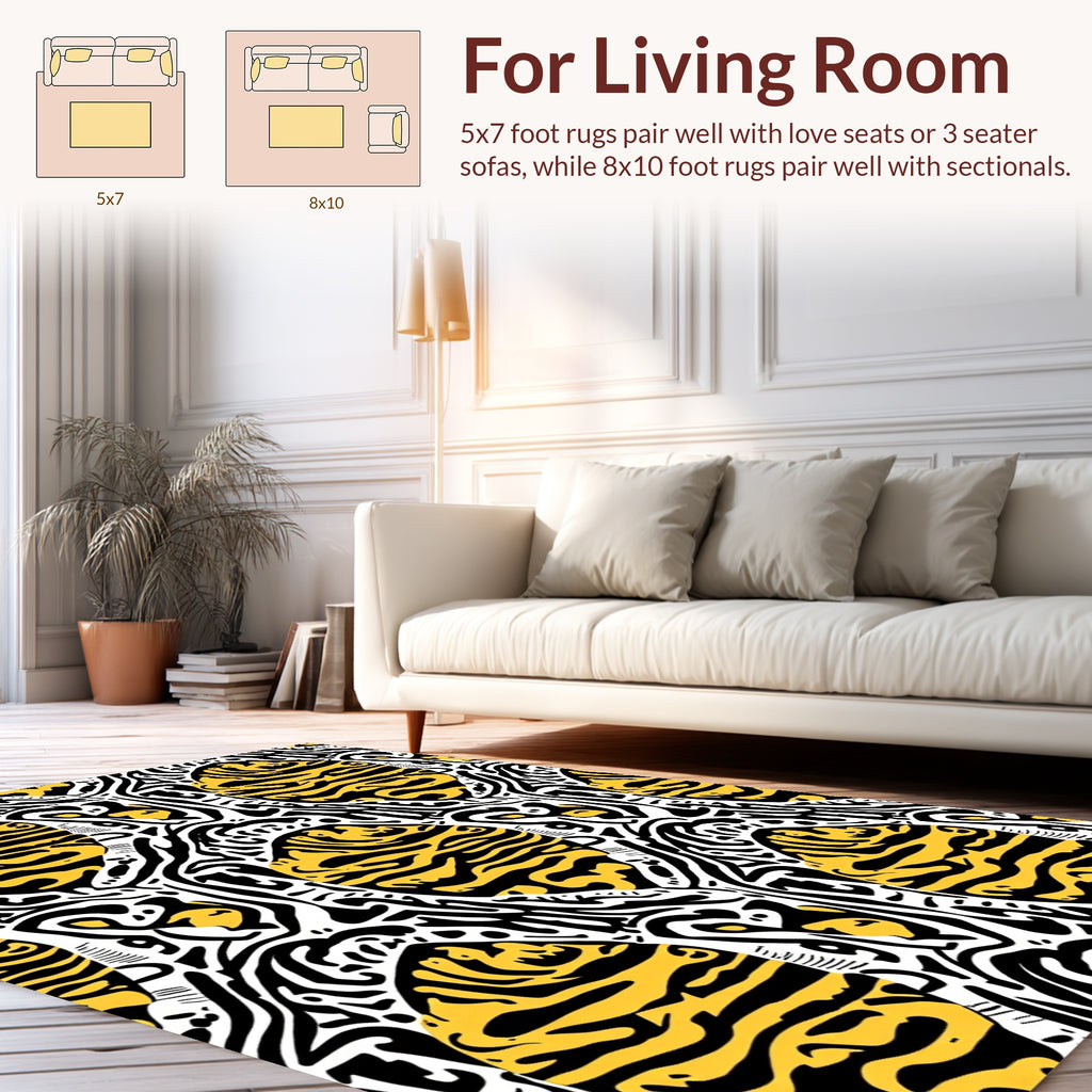 Bold Abstract Zebra Stripe Oval Pattern Rug