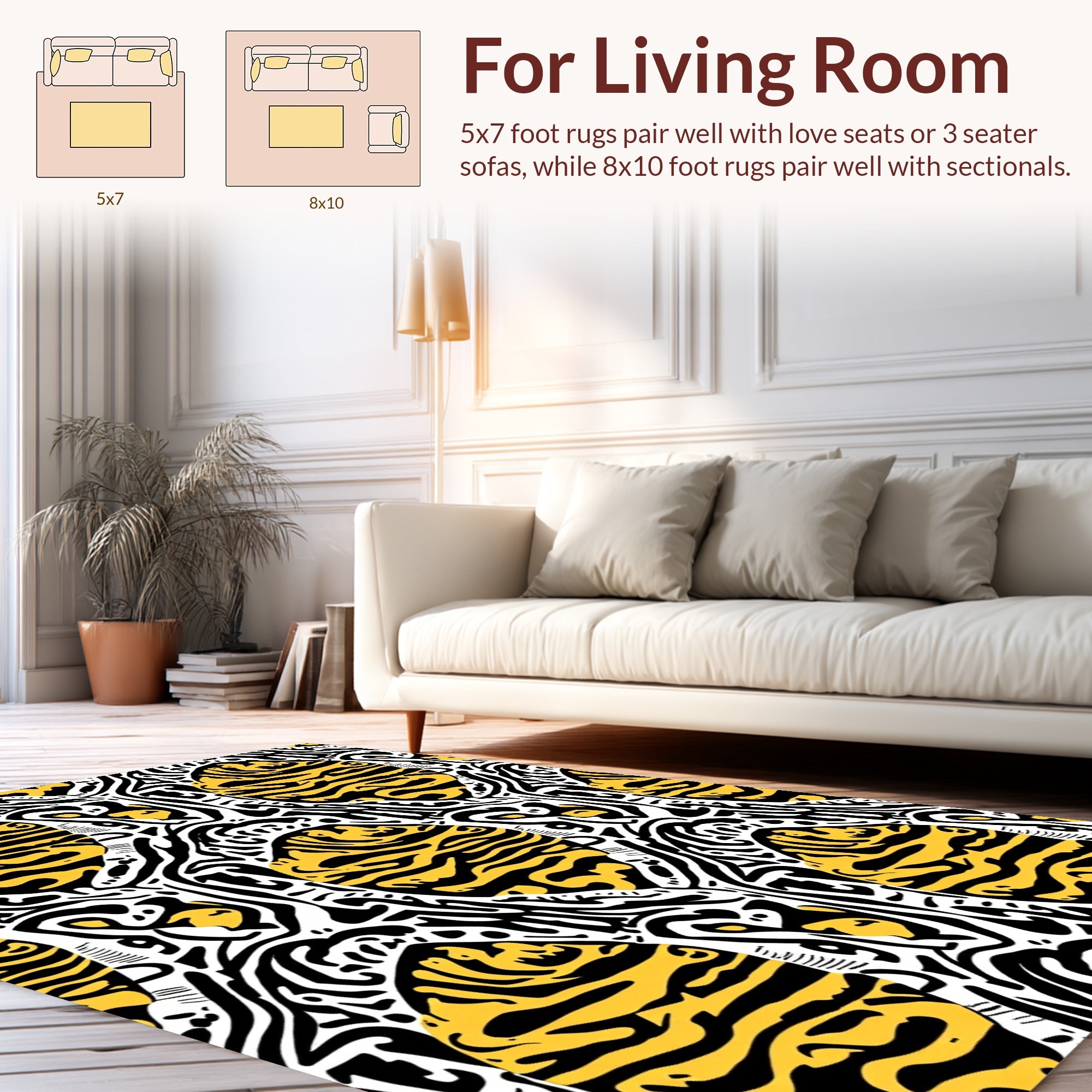 Bold Abstract Zebra Stripe Oval Pattern Rug