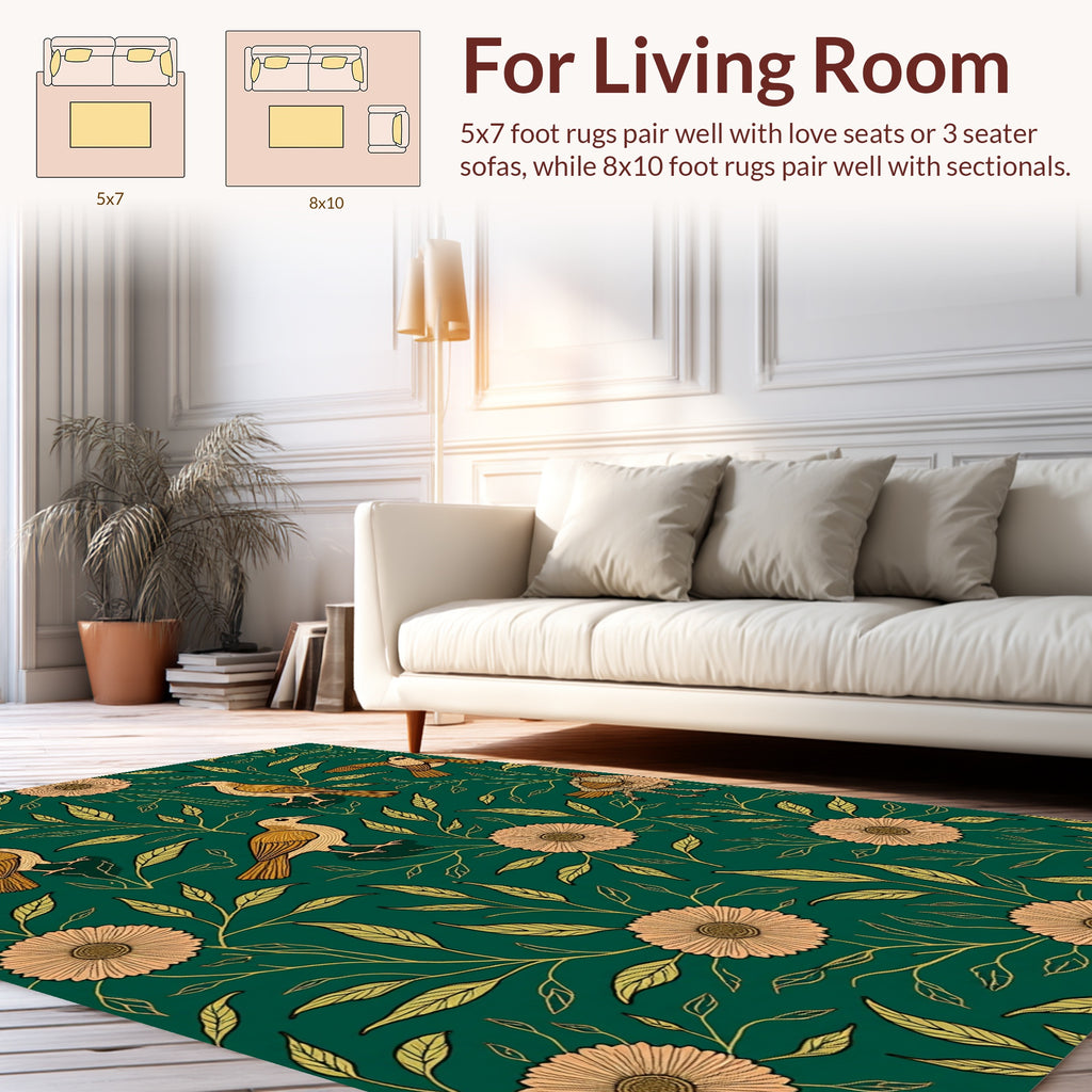Vintage Birds And Floral Design Rug