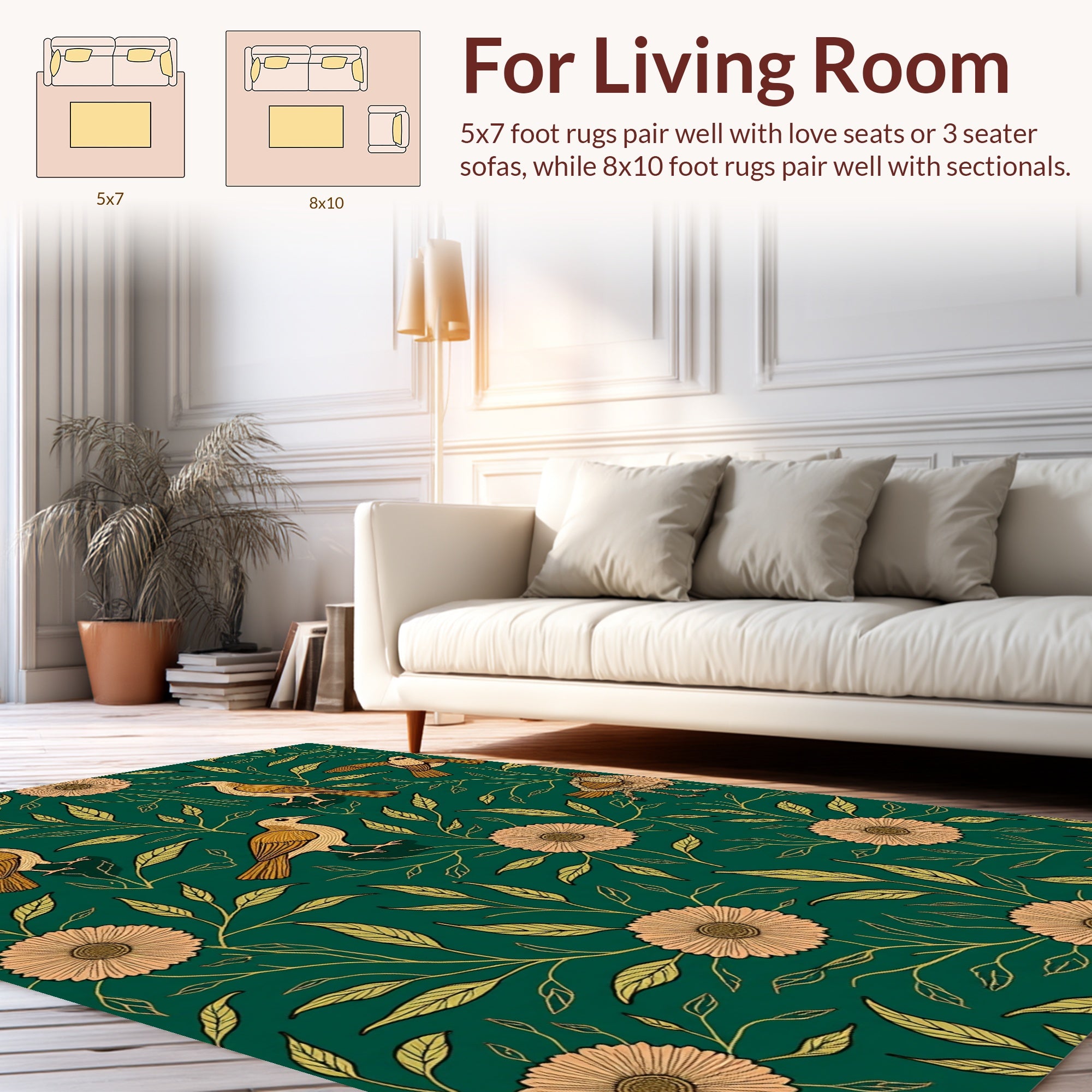Vintage Birds And Floral Design Rug