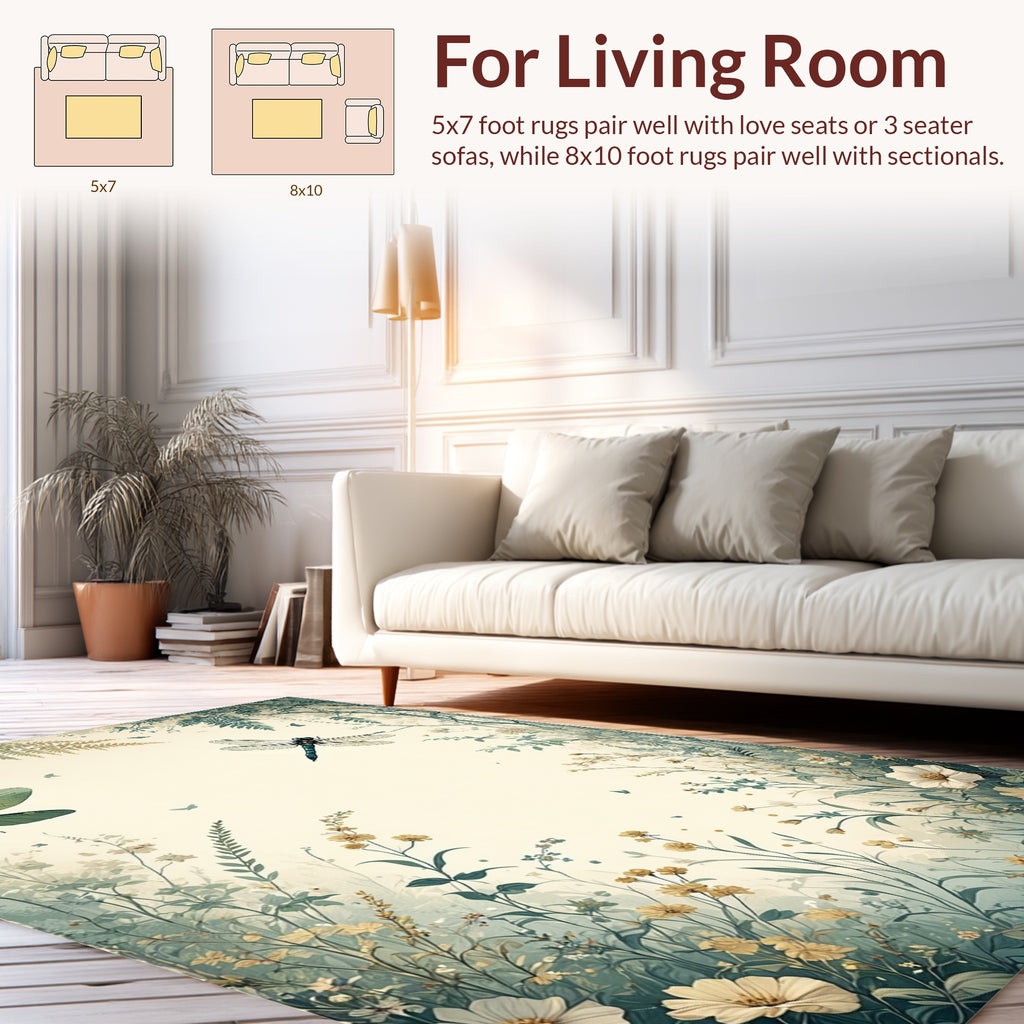 Dragonfly Floral Botanical Nature Art Rug