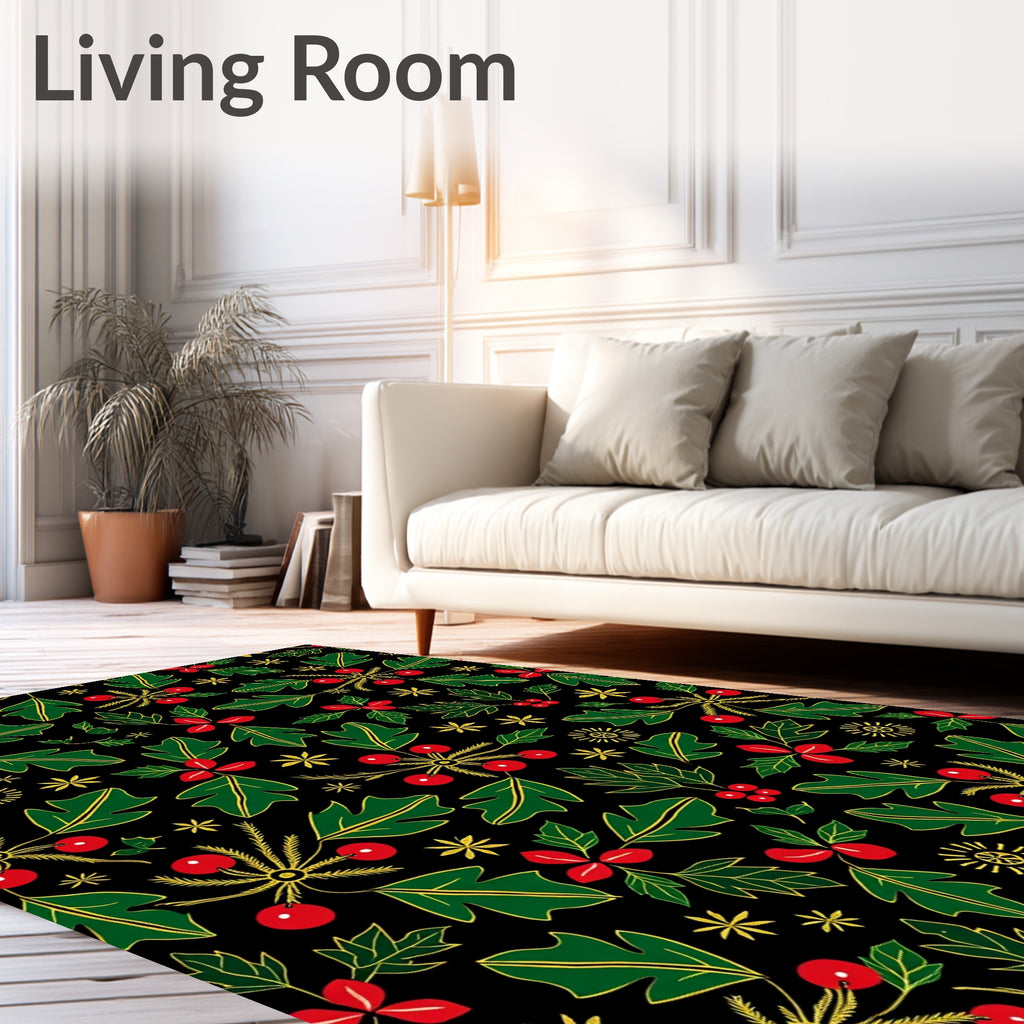 Holiday Holly Berry Vines Rug