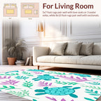 Ocean Turtle Floral Pattern Rug