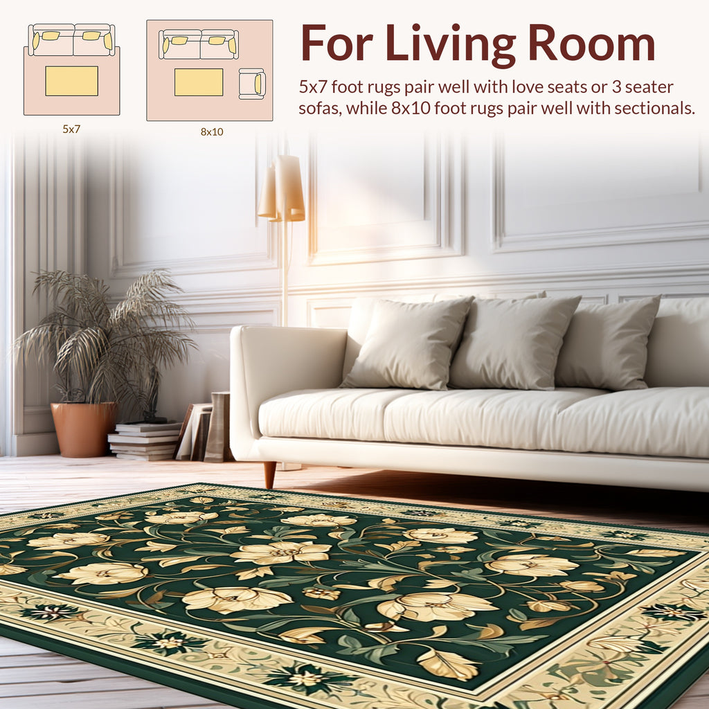 Elegant Floral Vine Patterned Rug