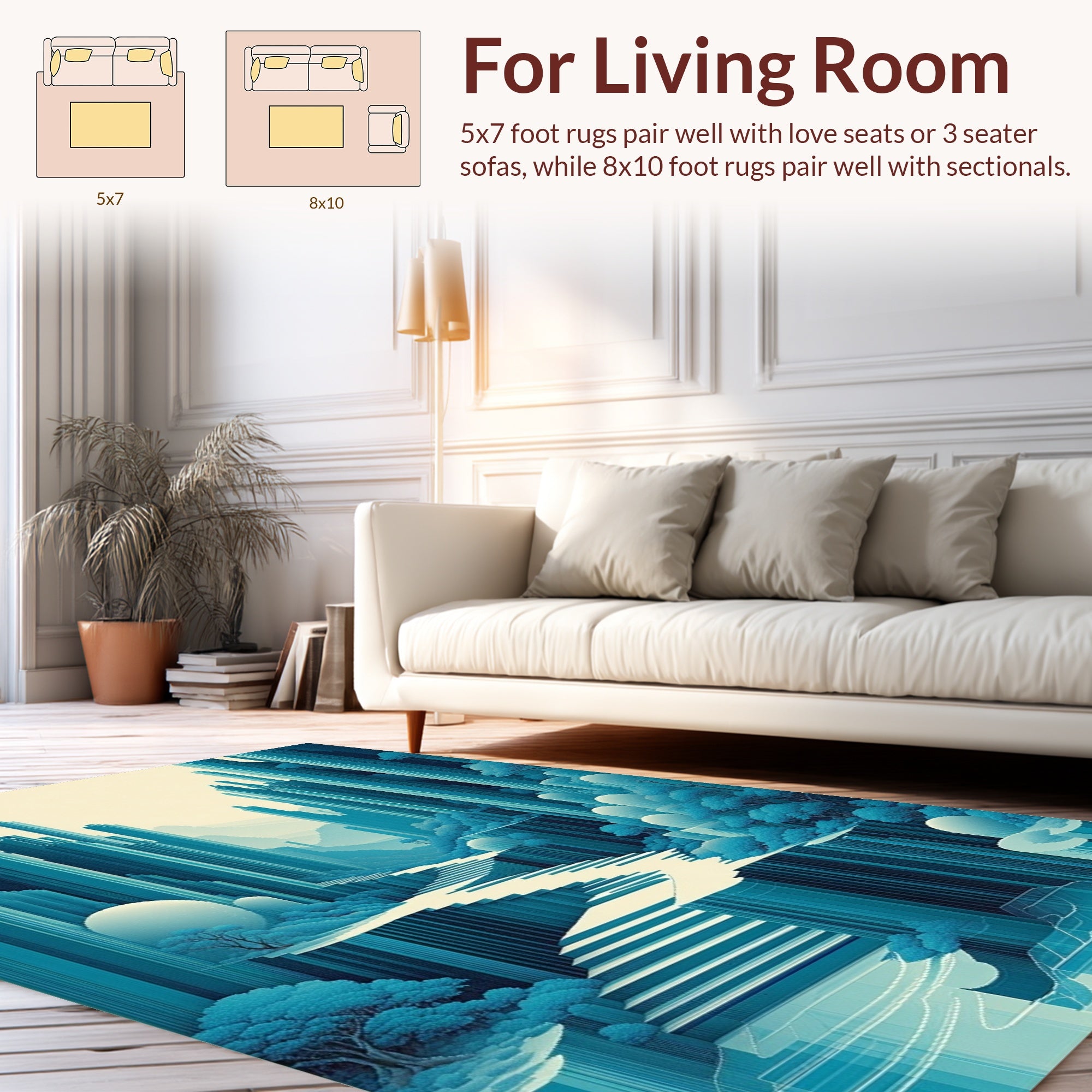Abstract Cityscape With Blue Tones Rug