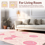 Whimsical Pink Horse Foliage Pattern Rug