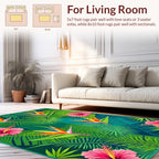 Tropical Bird of Paradise Hibiscus Leaves Rug