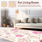 Pink Cream Floral Sketch Design Rug
