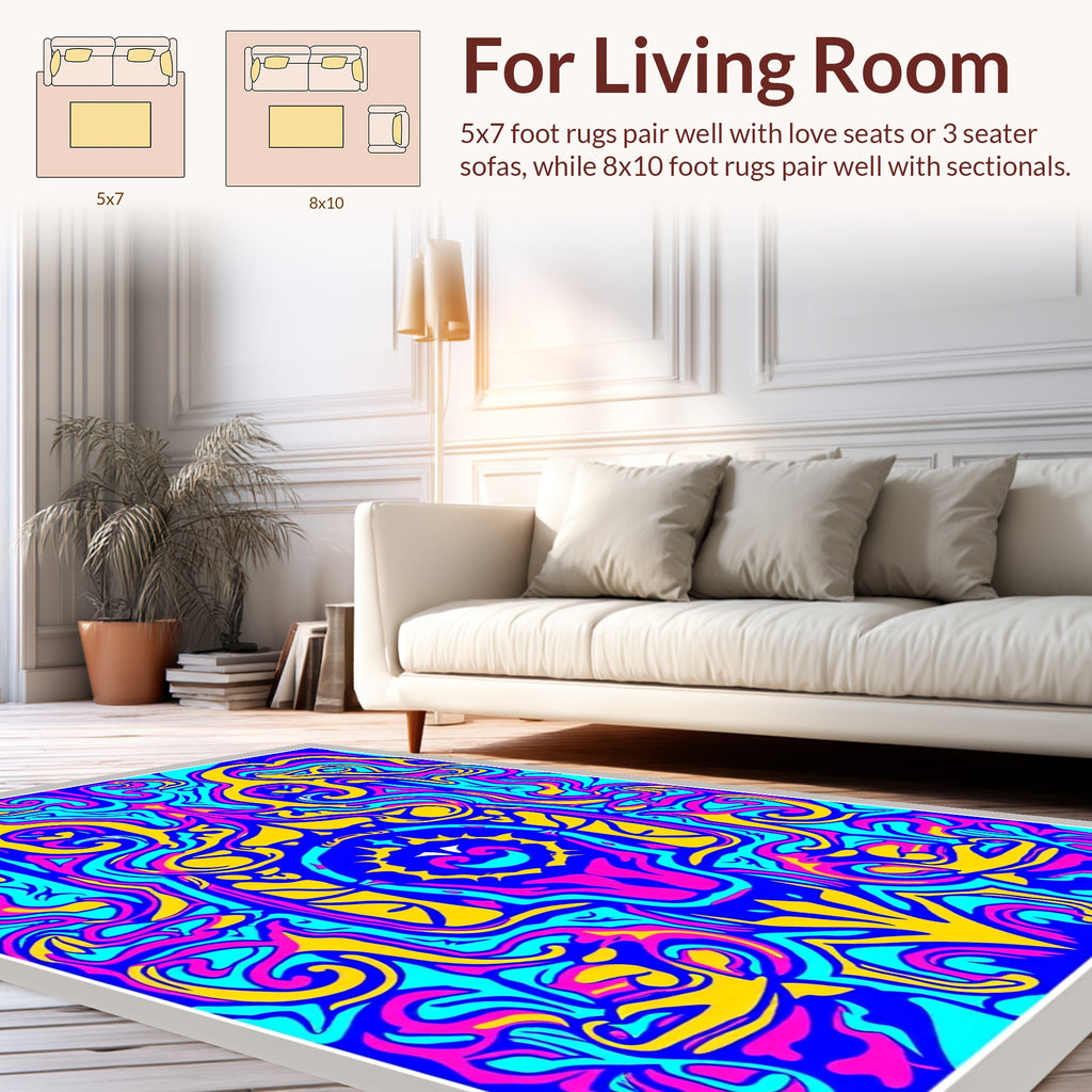 Vibrant Abstract Swirls Pattern Rug
