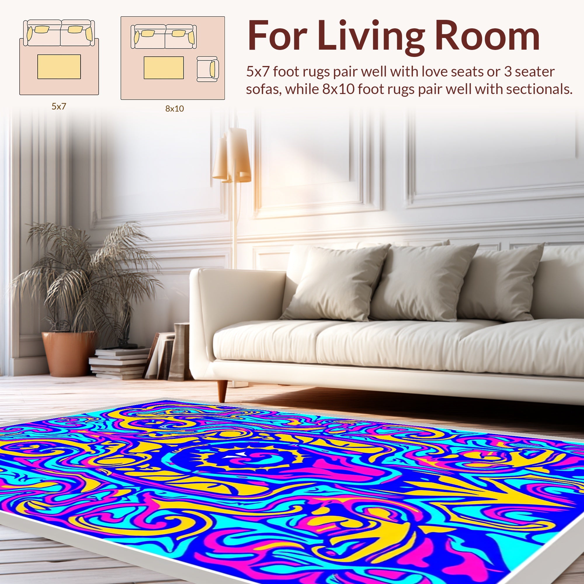 Vibrant Abstract Swirls Pattern Rug