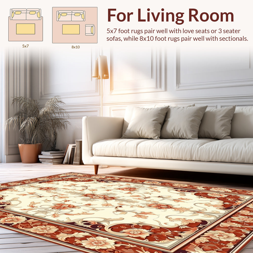 Classic Floral Swirls Patterned Rug