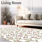 Elegant Red Berry Vine Illustration Rug