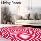Bold Red Swirling Graphic Rug