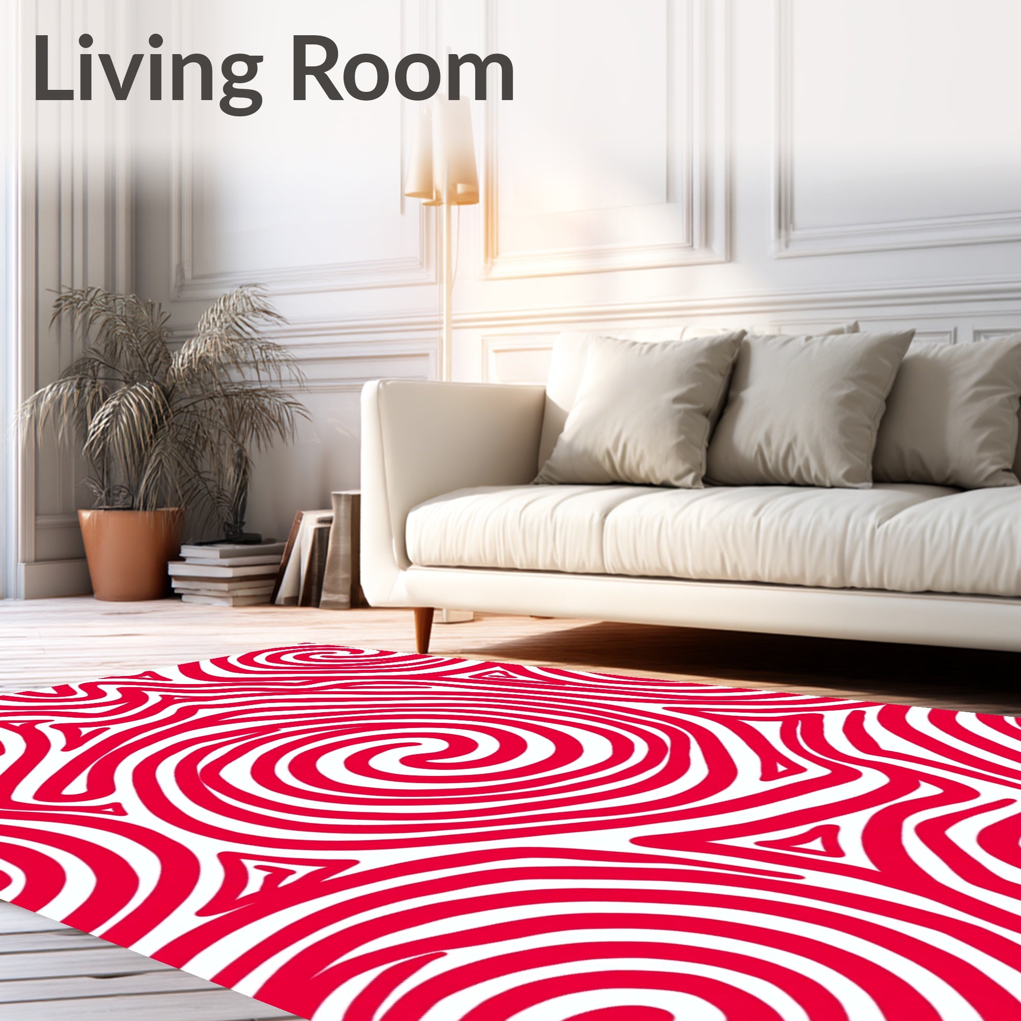 Bold Red Swirling Graphic Rug