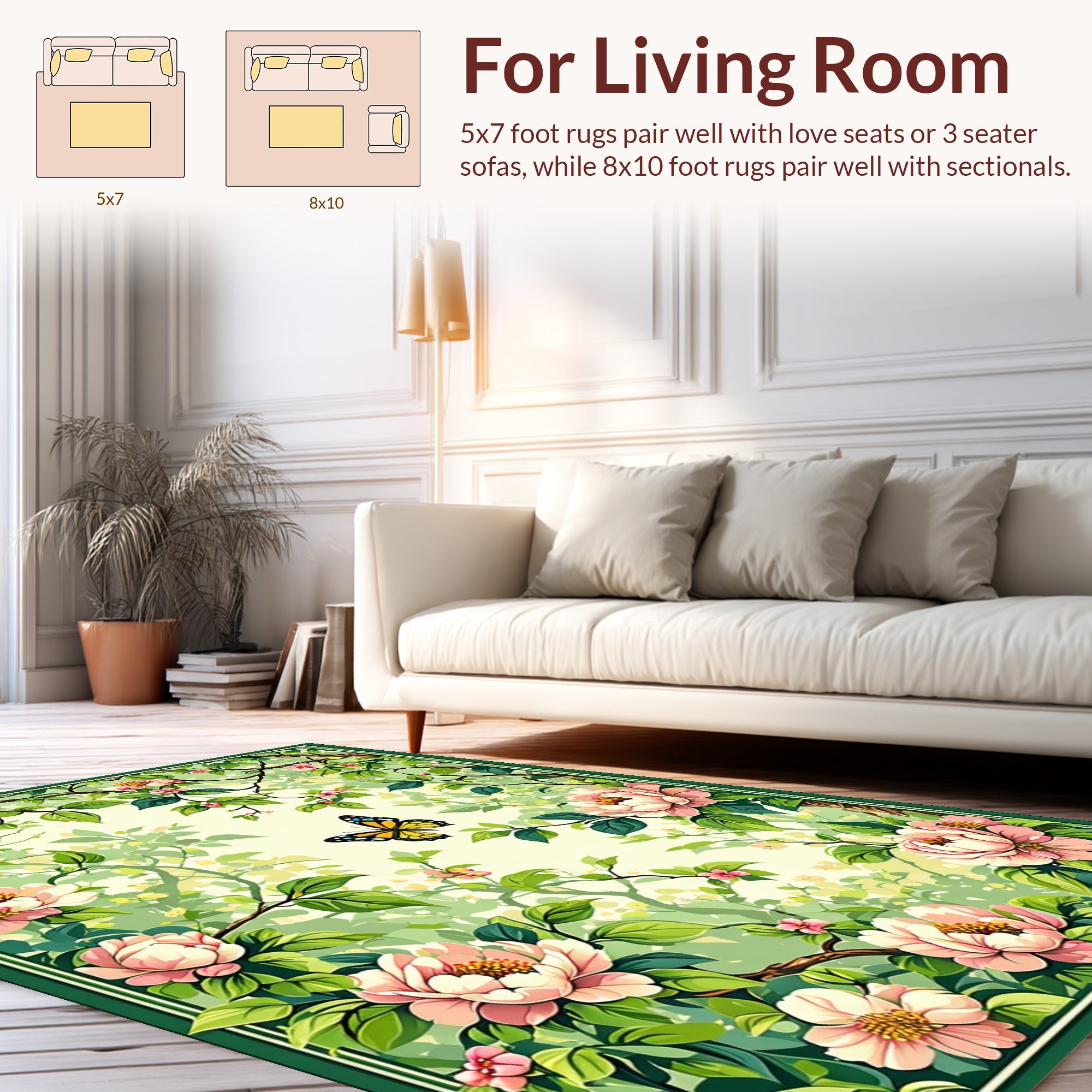 Blooming Branches Butterfly Garden Art Rug