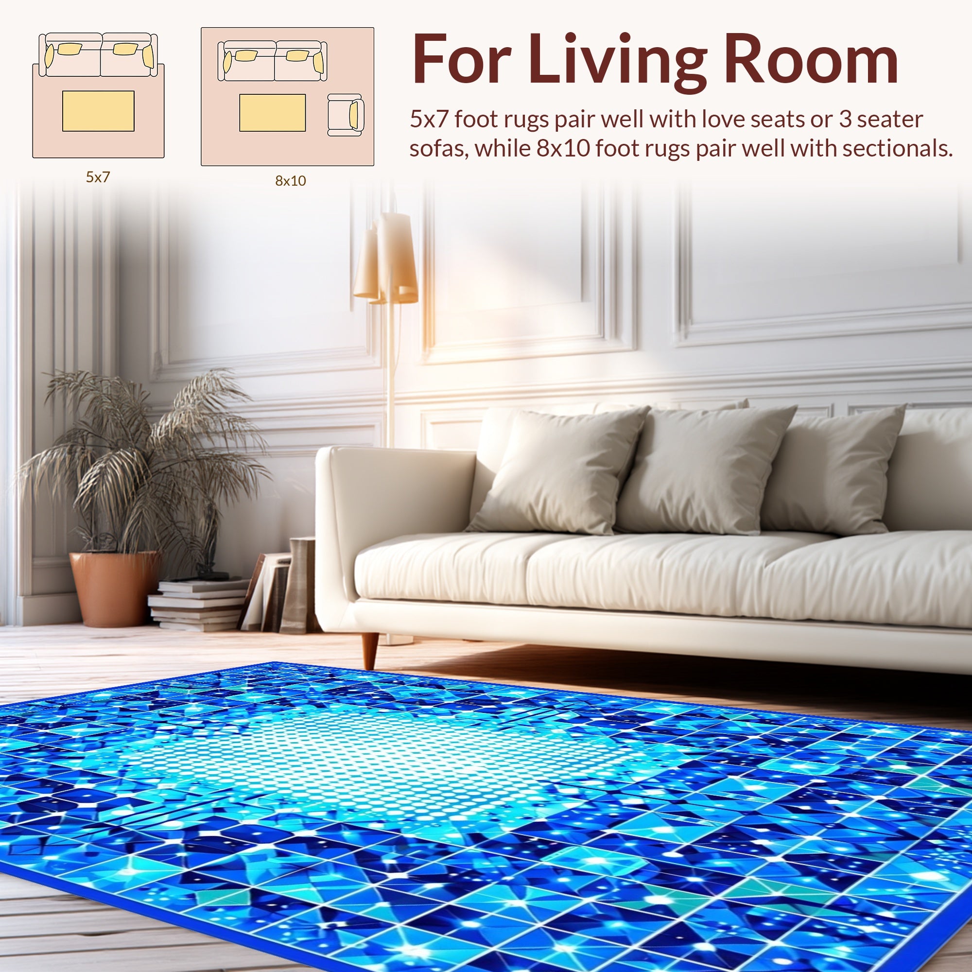 Radiant Blue Geometric Dot Pattern Rug