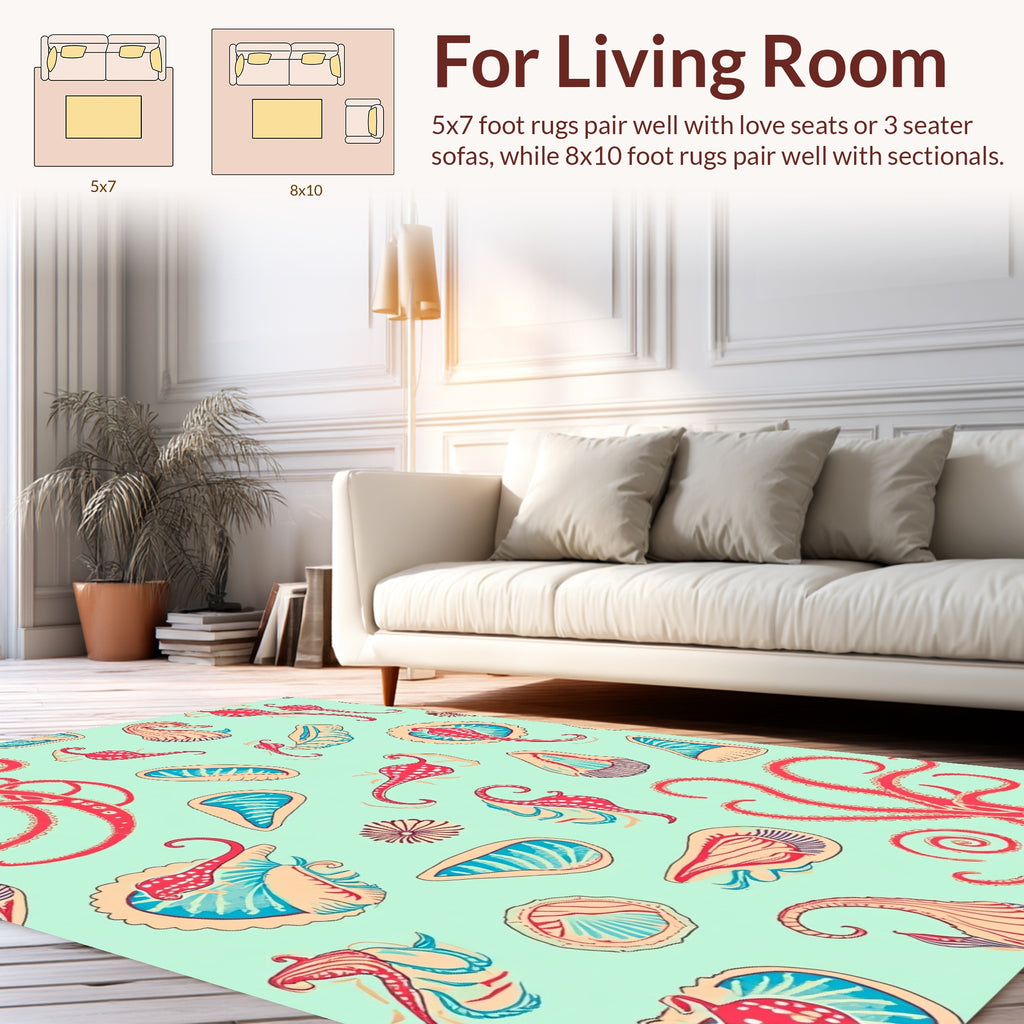 Oceanic Tentacle And Shell Pattern Rug