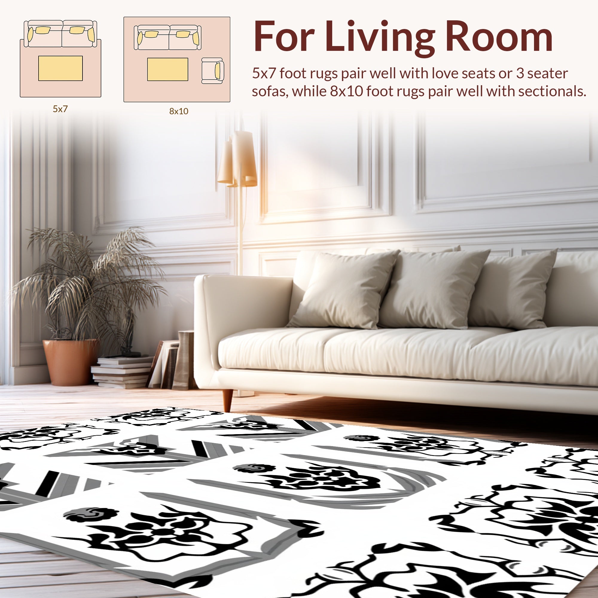 Monochromatic Symmetry Pattern Design Rug