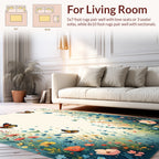 Whimsical Butterflies Wildflowers Meadow Design Rug