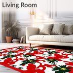 Festive Red Green Starry Tree Medley Rug