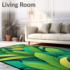 Lush Tropical Leaf Pattern Rug