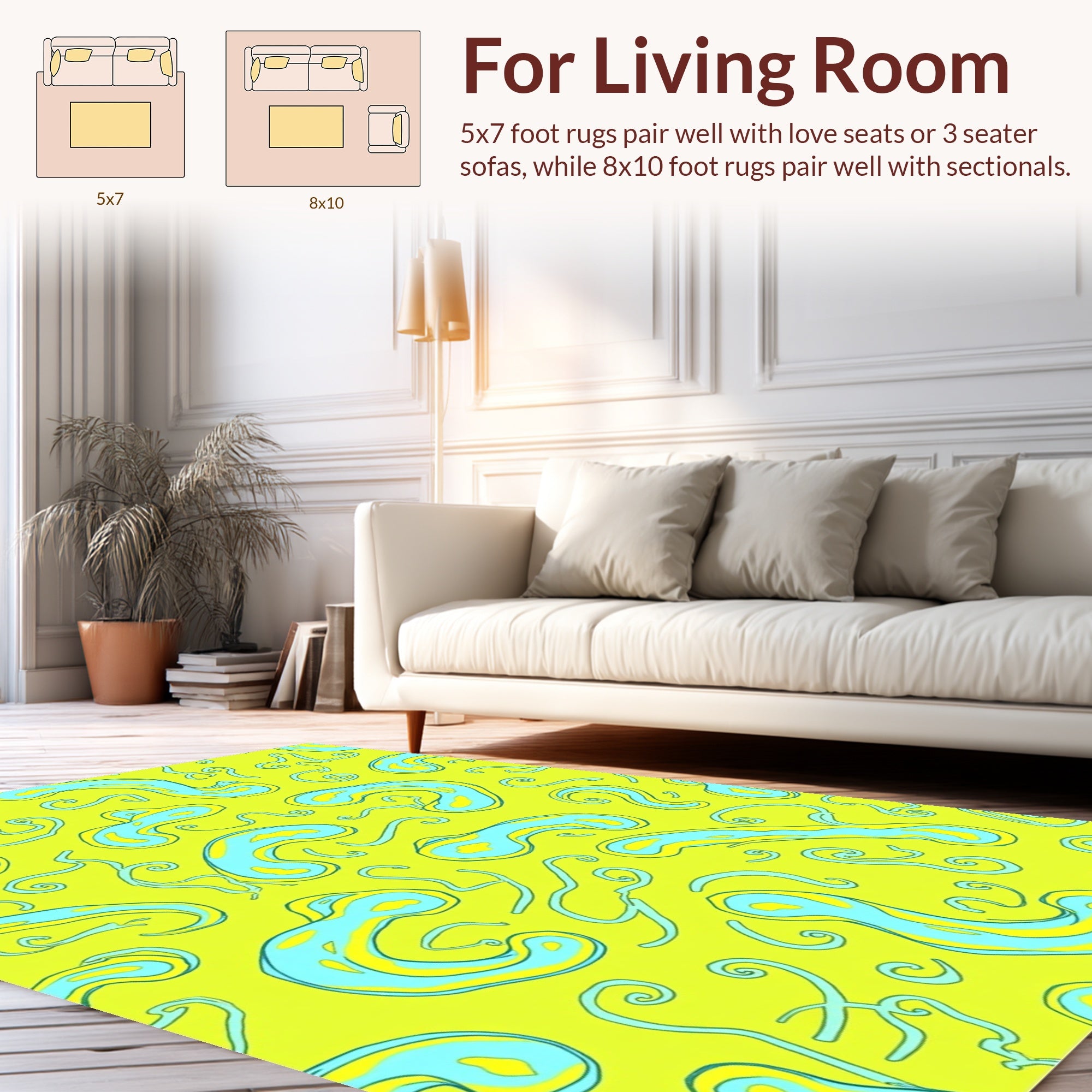 Bright Blue Blob Organic Pattern Rug