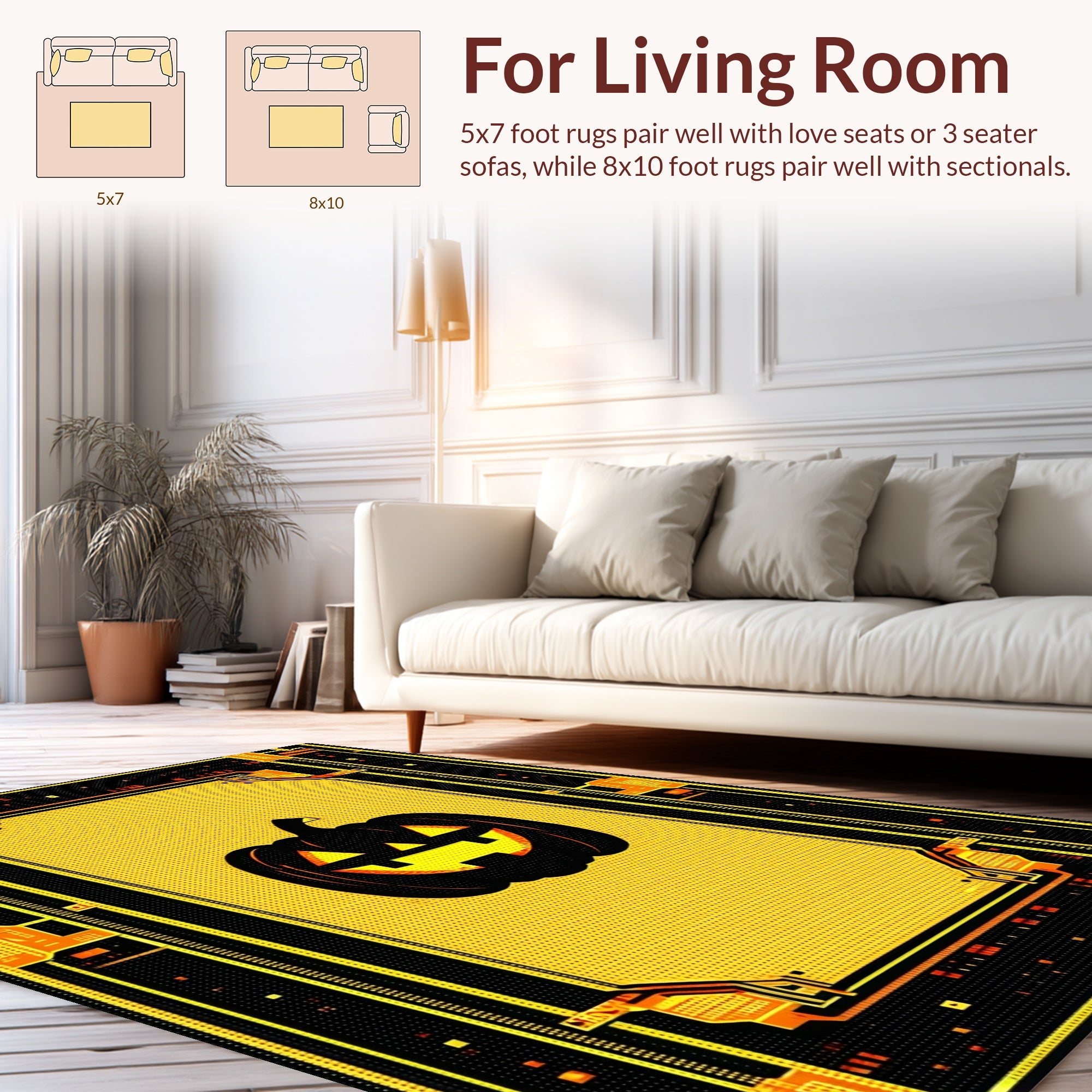 Spooky Pumpkin Circuit Board Design Rug
