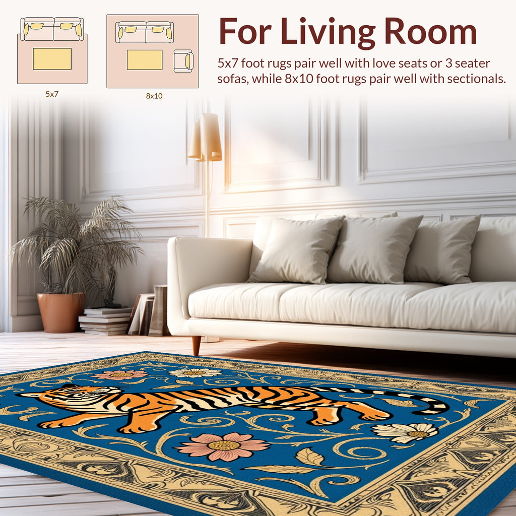 Radiant Tiger Floral Motif Rug