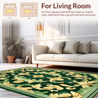 Emerald Green Gold Floral Scroll Rug