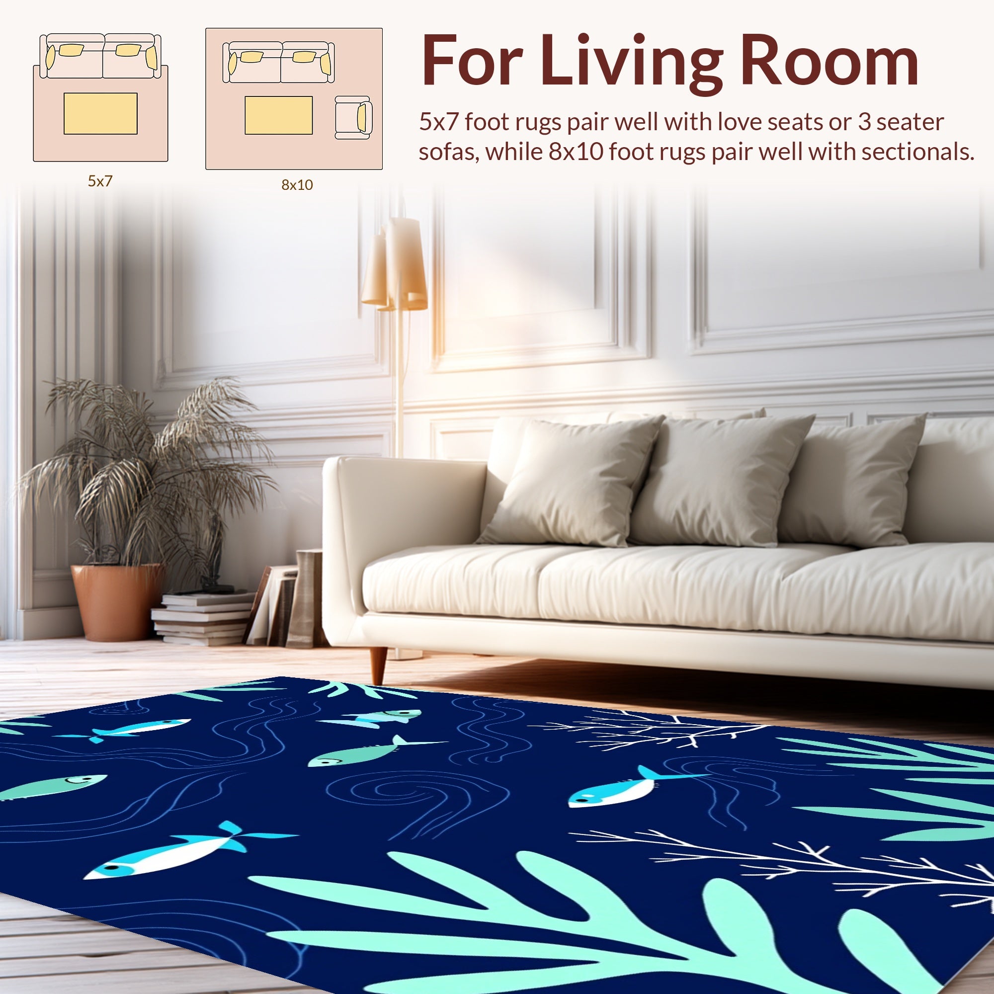 Oceanic Fish And Coral Pattern Rug
