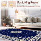 Navy Cream Mandala Dot Pattern Rug