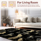 Elegant Gold Insect Pattern Design Rug