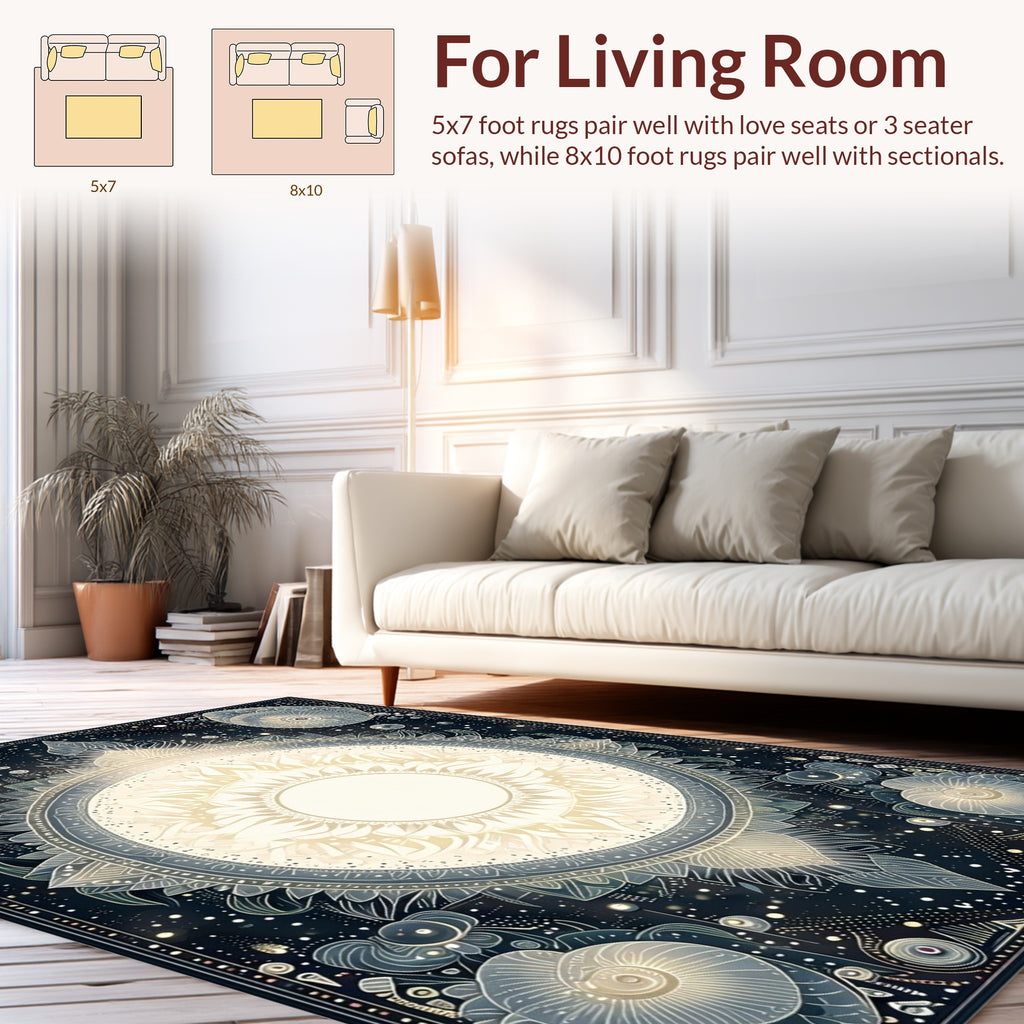 Celestial Sun Mandala Pattern Rug