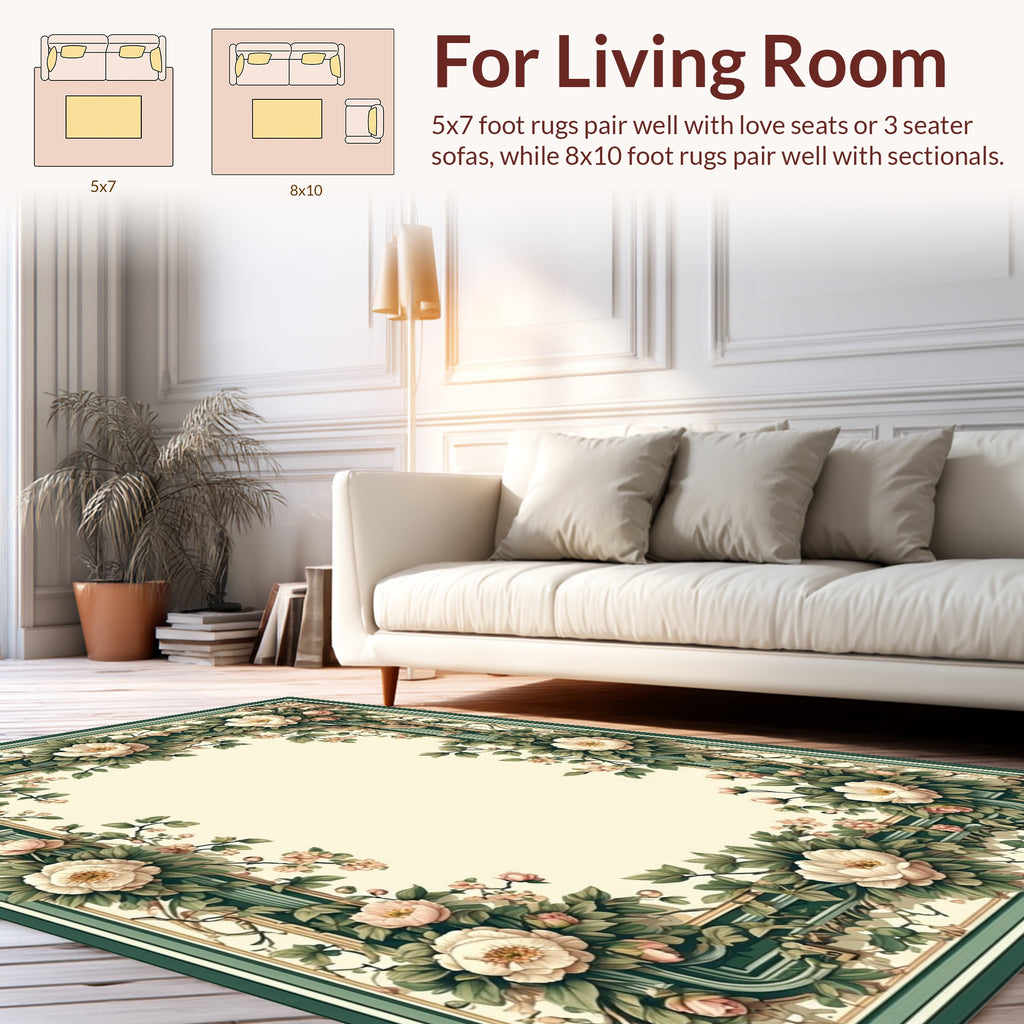 Charming Floral Border Design Rug