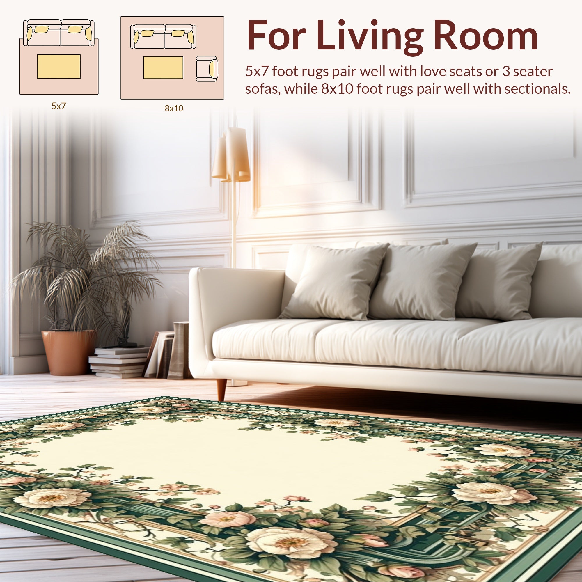 Charming Floral Border Design Rug