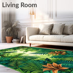 Lush Jungle Lizard Floral Design Rug