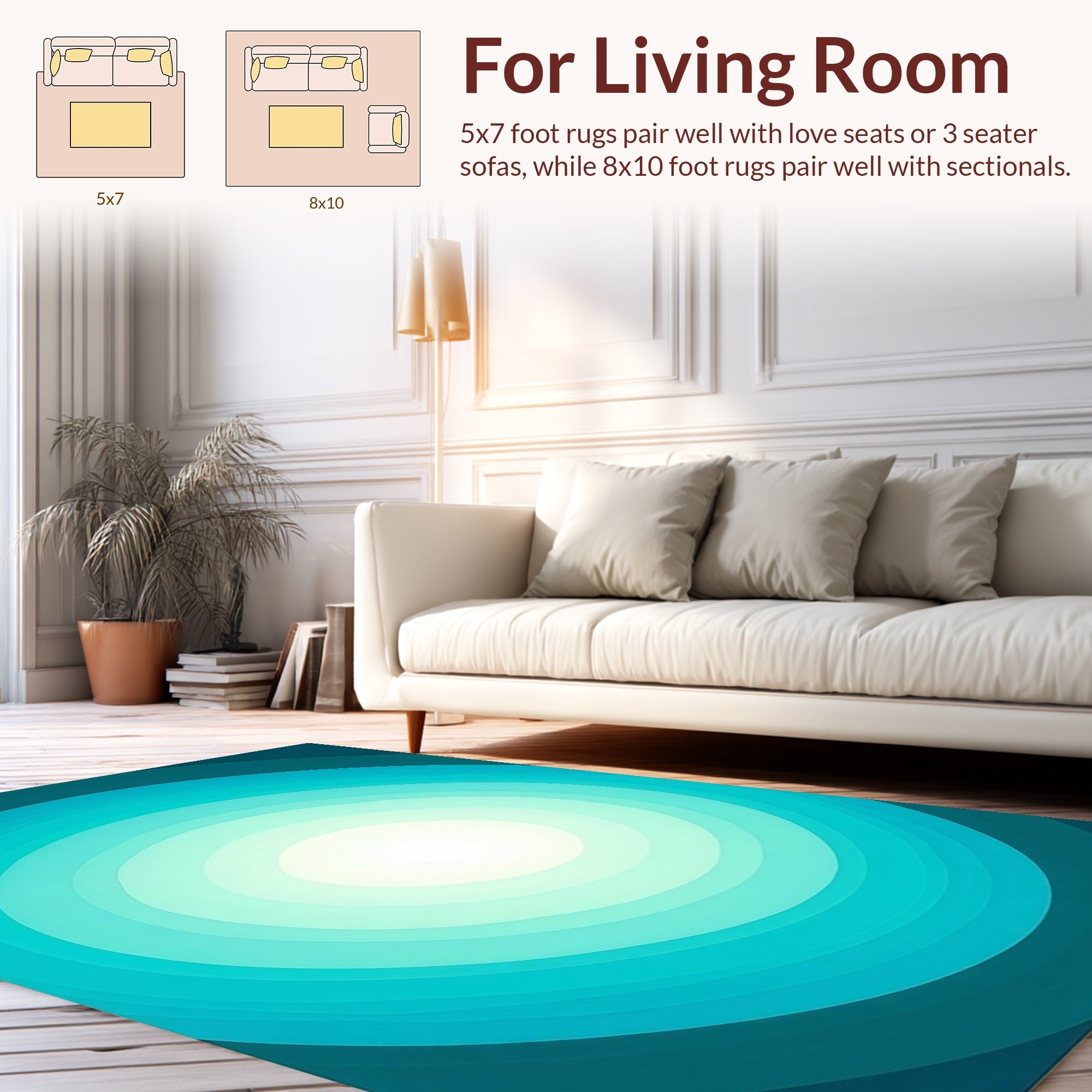 Deep Ocean Radiating Circles Design Rug