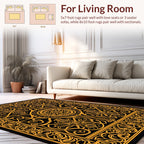 Intricate Gold Celtic Knot Pattern Rug